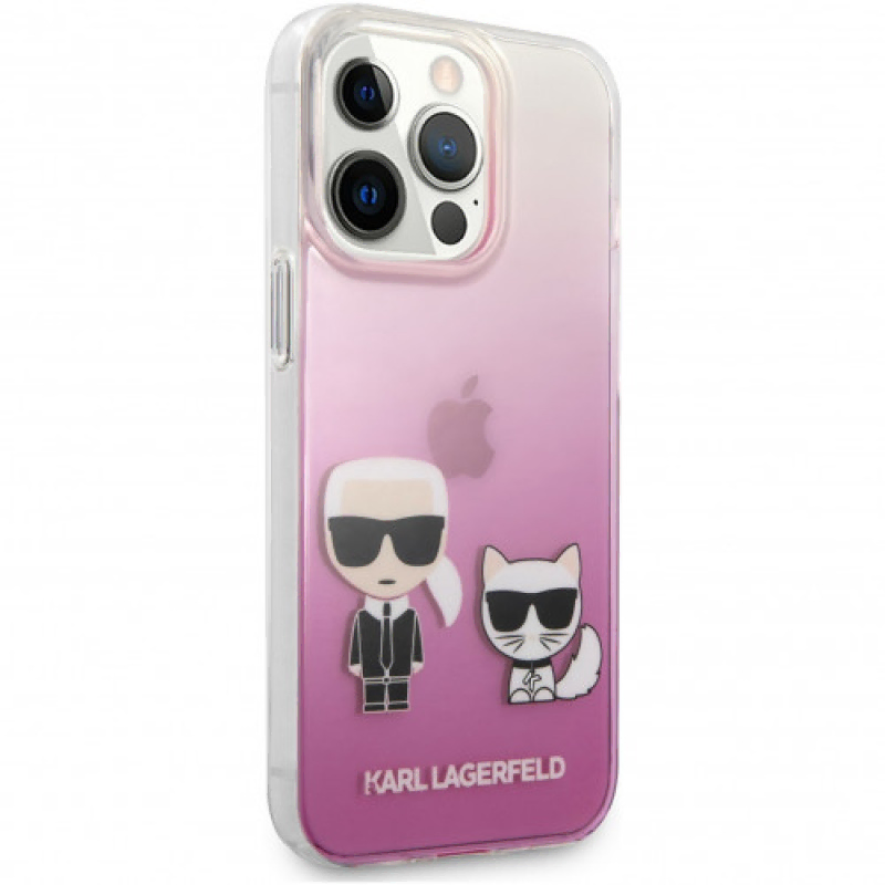 Чехол iPhone 13 Lagerfeld PC/TPU Karl & Choupette Hard Gradient Pink