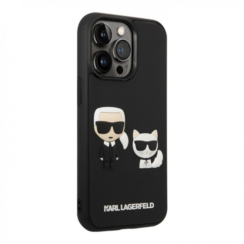 Lagerfeld для iPhone 14 чехол 3D Rubber Karl and Choupette Hard Black
