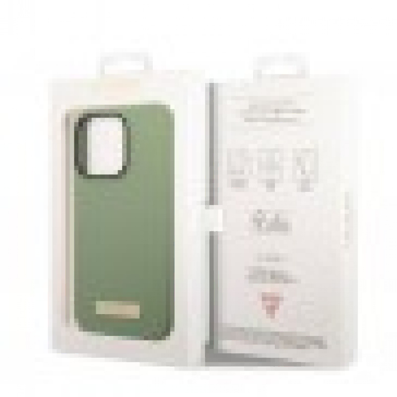 Guess для iPhone 14 Pro чехол Liquid silicone Plate metal logo Hard Green (MagSafe)