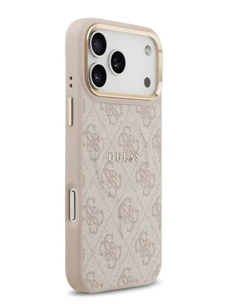 Guess для iPhone 17 Pro Max чехол PU 4G Classic metal logo Gold camera Hard Pink (MagSafe)