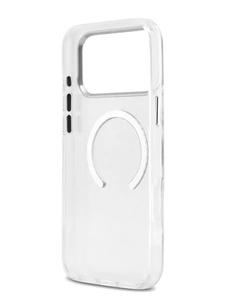 Guess для iPhone 17 Pro Max чехол IML Metal outline and Camera Hard Transparent/Silver (MagSafe)