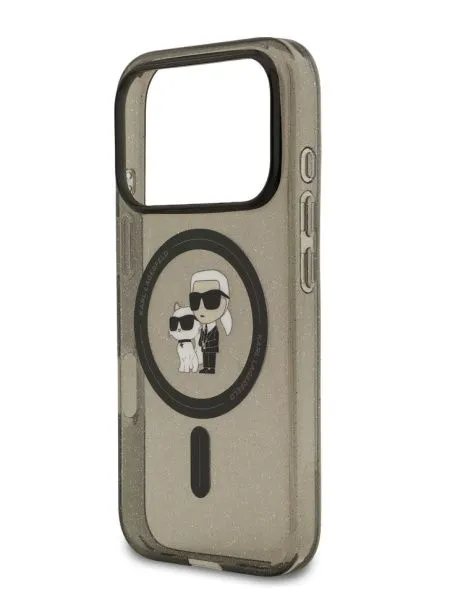 Lagerfeld для iPhone 17 Pro Max чехол IML NFT Karl & Choupette Hard Glitter Black (MagSafe)