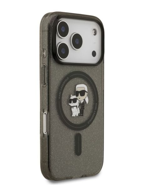 Lagerfeld для iPhone 17 Pro Max чехол IML NFT Karl & Choupette Hard Glitter Black (MagSafe)